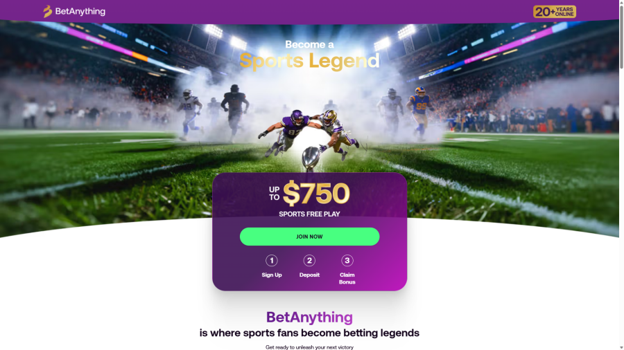 Betanything new welcome bonus sports or casino screenshot